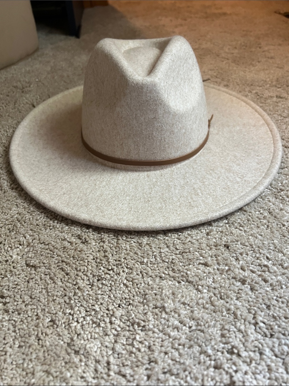 Evereve Beige Felt Fedora with Brown Band